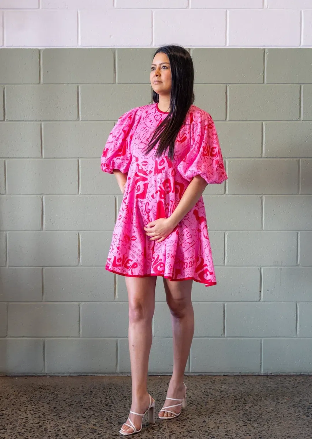 Zimmermann Linen Day Mini Dress Pink Graffiti Size 3/Au 14 for rent on The Volte - main image