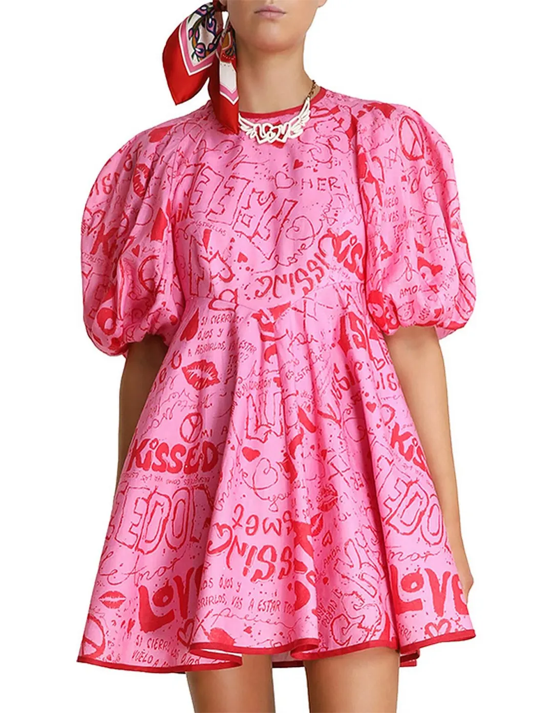 Zimmermann Linen Day Mini Dress Pink Graffiti Size 3/Au 14 for rent on The Volte - main image