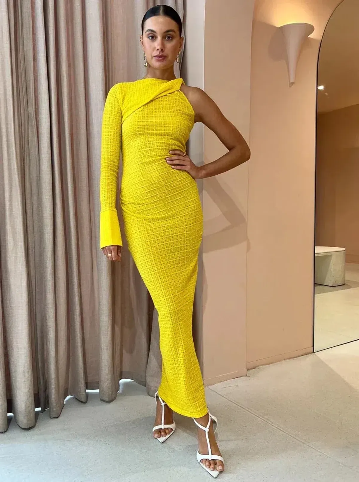 Camilla And Marc Cypress Midi Dress Yellow Size 12 for rent on The Volte - main image