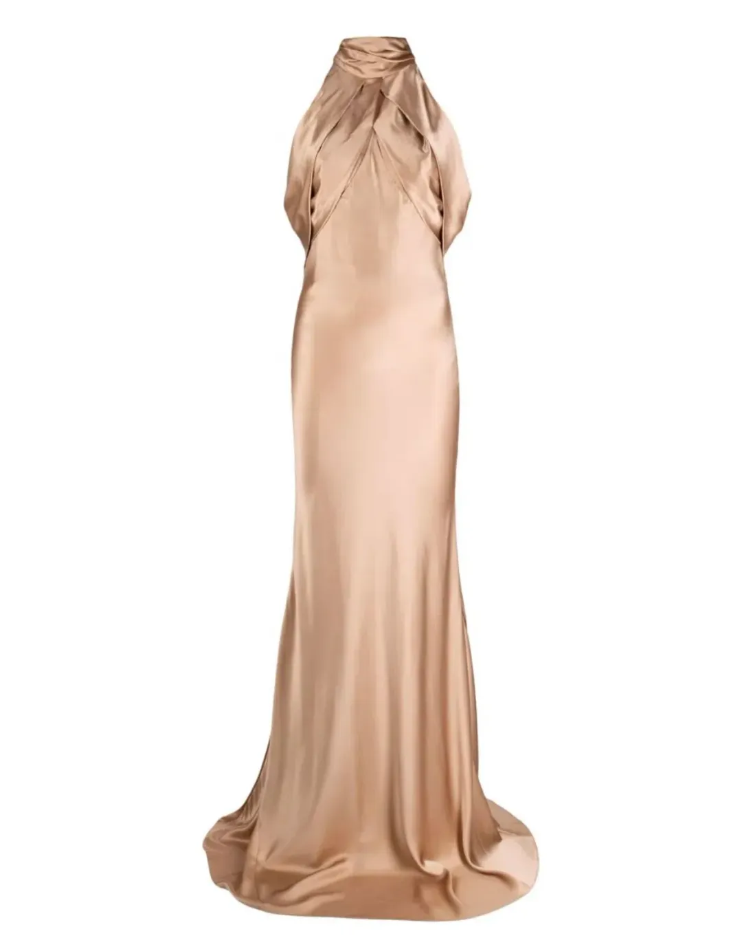 Rachel Gilbert Audrey Halterneck Dress Champagne Size 14 for rent on The Volte - main image