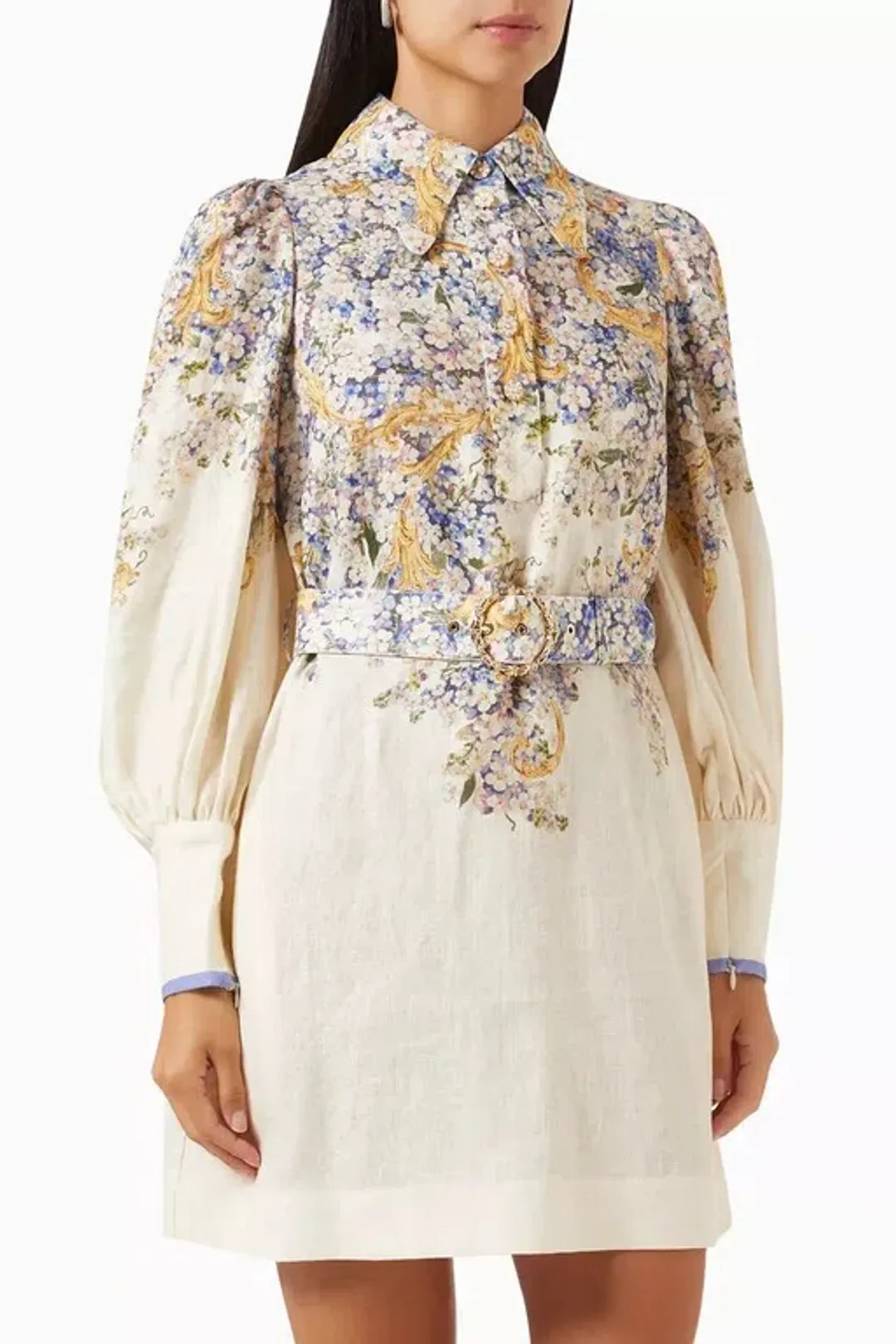 Zimmermann Tama Tunic Mini Dress In Linen Floral Size 0/AU 8 for rent on The Volte - main image