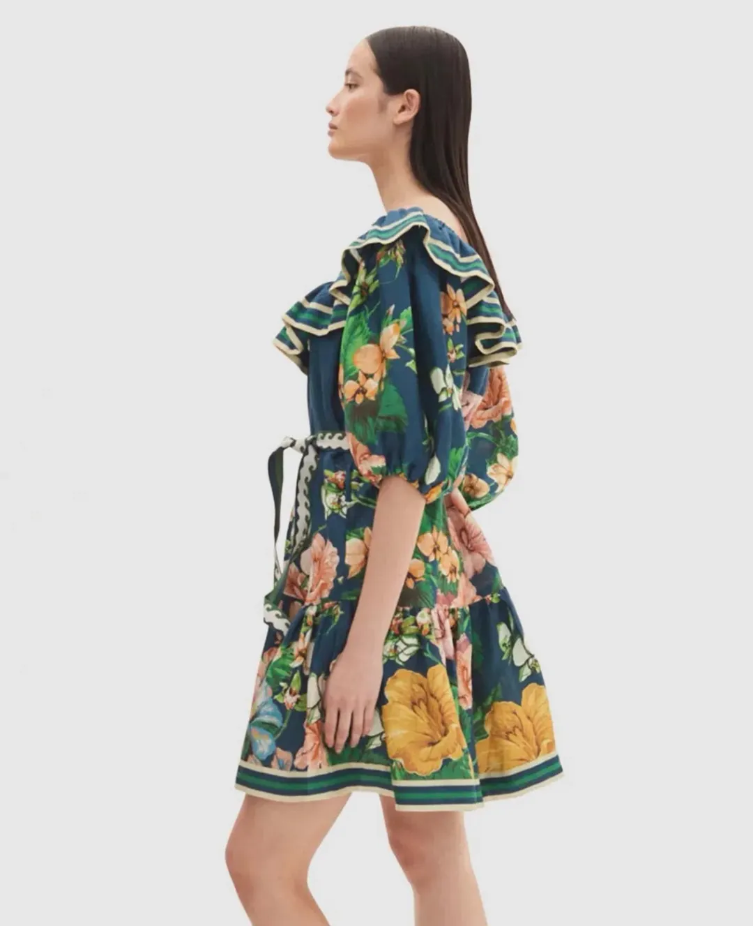Alemais Lyla Frill Neck Mini Dress Floral Size 16 for rent on The Volte - main image