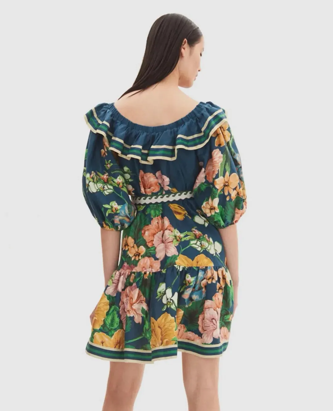 Alemais Lyla Frill Neck Mini Dress Floral Size 16 for rent on The Volte - main image