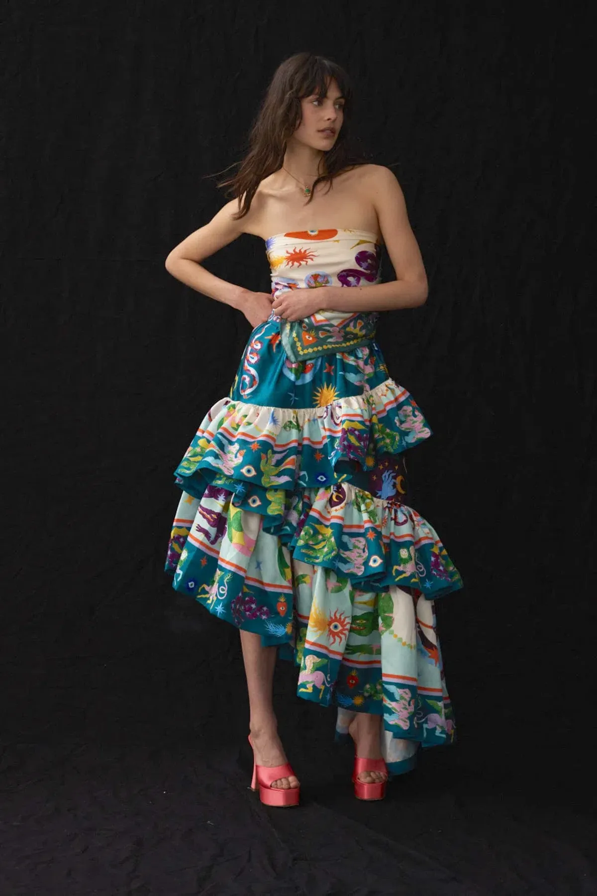 Alemais Guardian Tiered Ruffled Skirt Multi Size 16 for rent on The Volte - main image