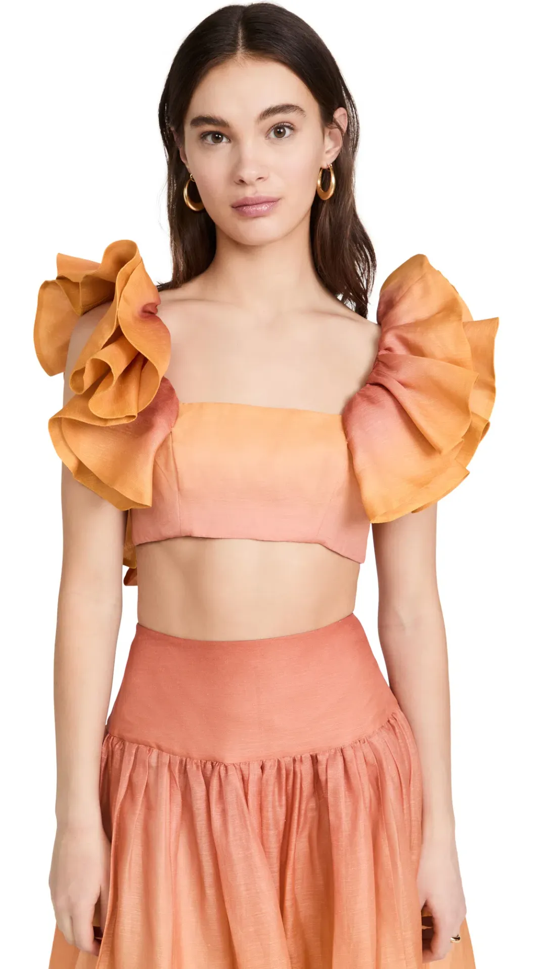 Zimmermann Postcard Ruffle Bodice And Maxi Skirt Set Ombre Sunshine Size 1 /Au  10  for rent on The Volte - main image