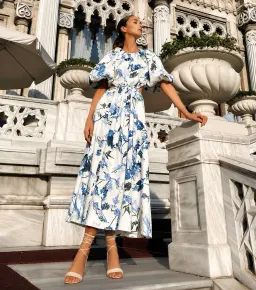 Aje Capucine Puff Sleeve Midi Dress Lavenders of Provence Size 14  for rent on The Volte - image 1