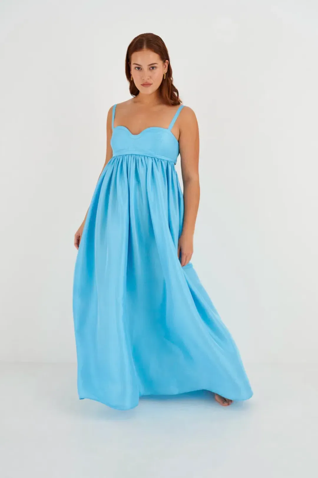Oroton Bodice Detail Gown Lake Blue Size 12 for rent on The Volte - main image