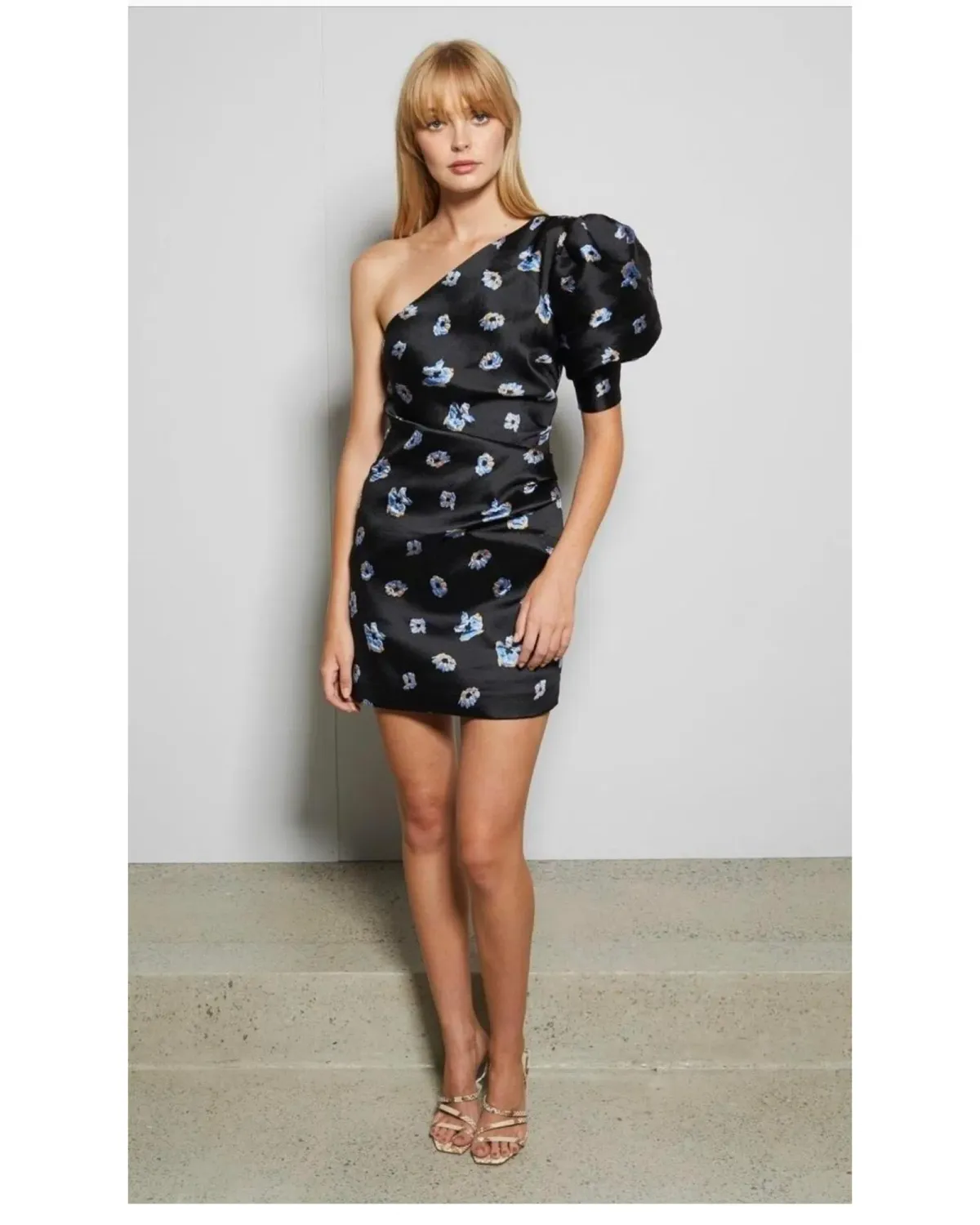 Bec & Bridge Daisy Asym Mini Dress Black Floral Size AU 8 for rent on The Volte - main image
