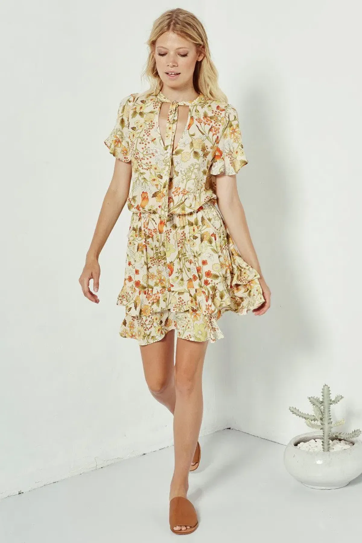 Spell Sayulita Mini Dress Floral Size 6 for rent on The Volte - main image