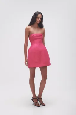 Aje Baret Strapless Mini Dress Hot Pink Size 10 for rent on The Volte - image 2