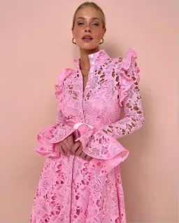 Leo Lin Aliyah Midi Dress Candy Pink Size 12  for rent on The Volte - image 2