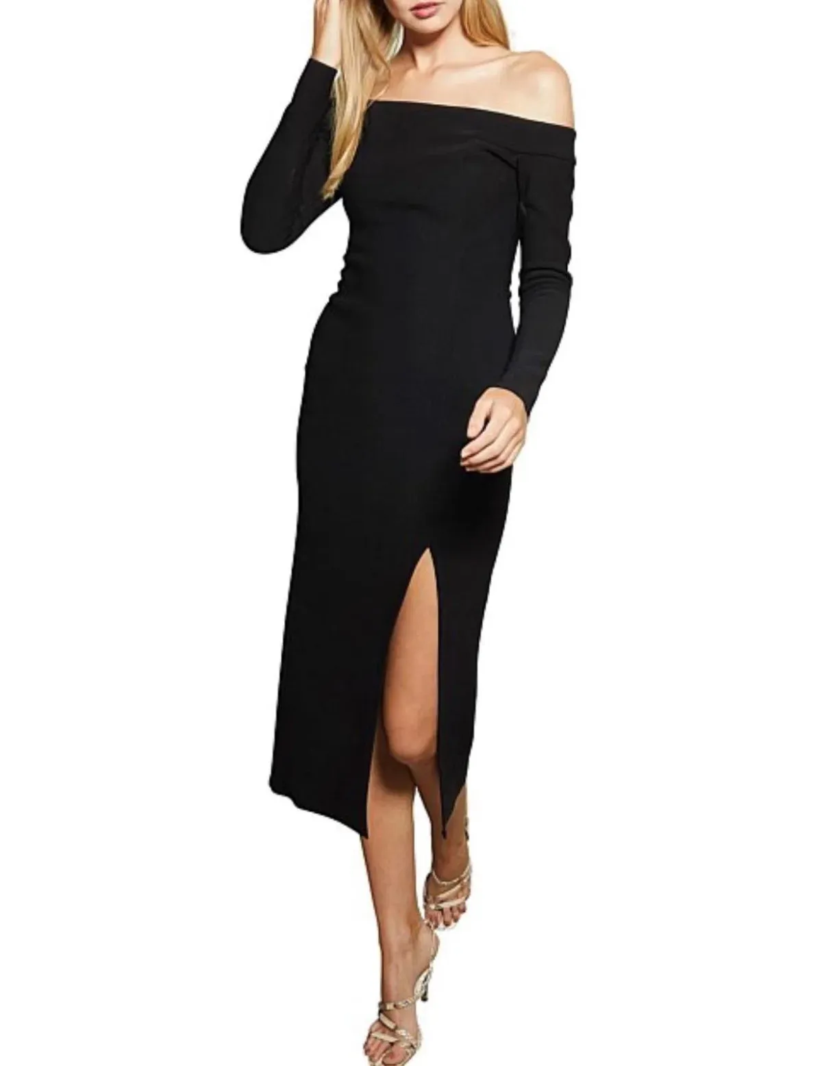 Bec & Bridge Elke Off Shoulder Midi Dress Black Size 10 for rent on The Volte - main image