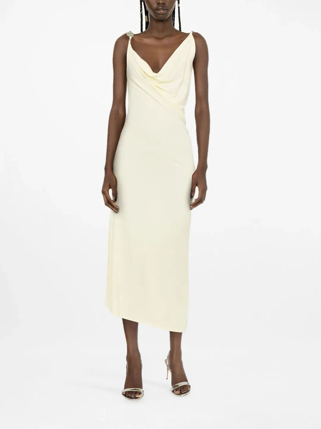Christopher Esber Chain Link Cowl Neck Dress Yellow Size 10 for rent on The Volte - main image