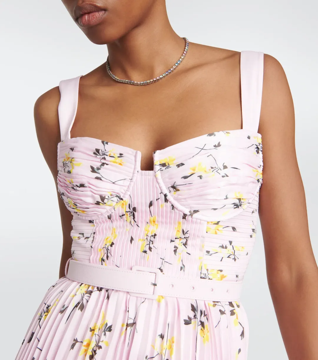 Self Portrait Satin Midi Dress Pink Floral Size 8 for rent on The Volte - main image