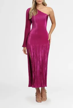 L’idée Soirée One Shoulder Long Sleeve Dress in Magenta Pink Size AU 8 for rent on The Volte - image 6