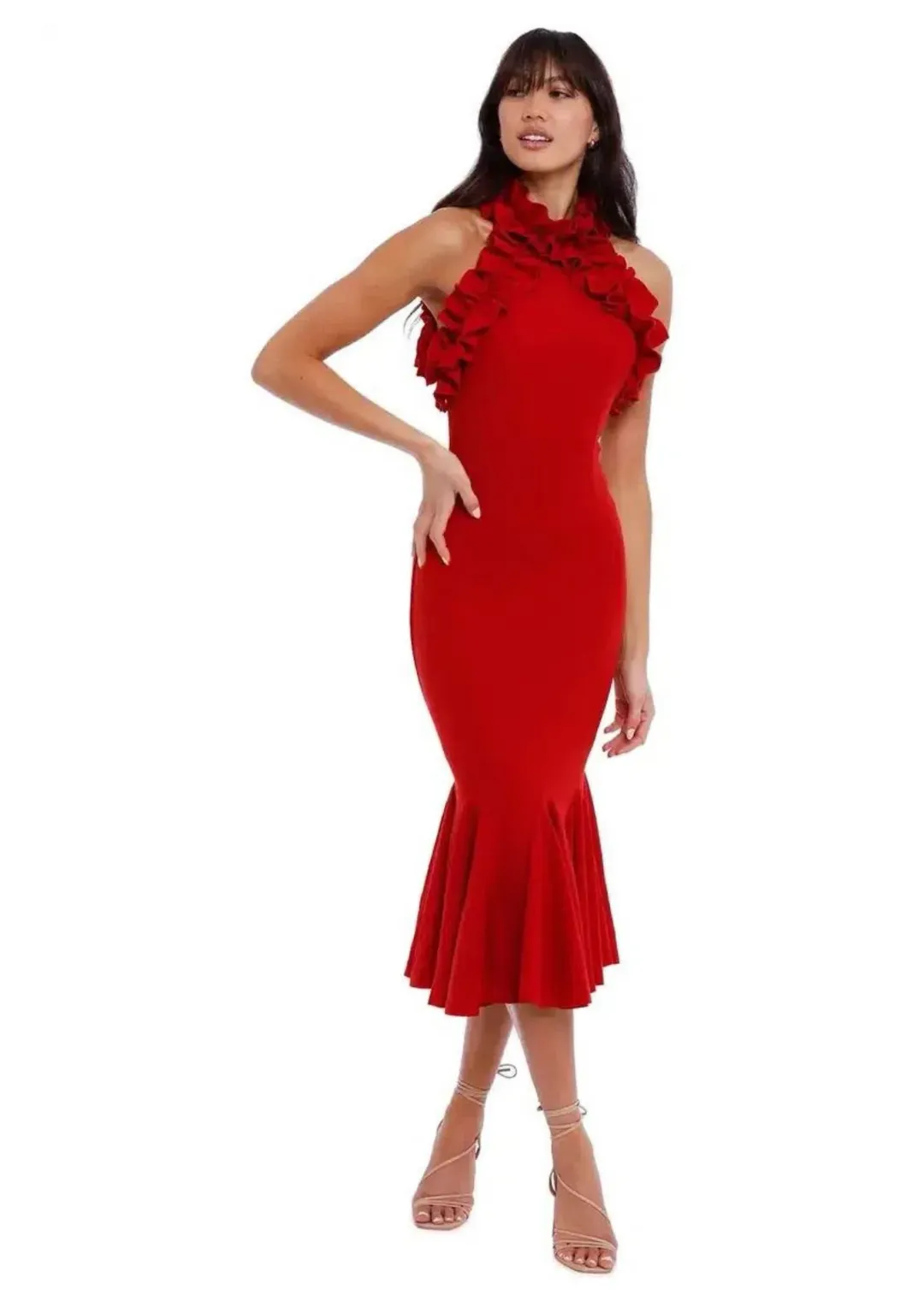 Elliatt Composure Midi Dress in Scarlet Size 8 for rent on The Volte - main image