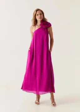 Aje Quintessa Flower Midi Dress Deep Magenta Size 8 for rent on The Volte - image 1
