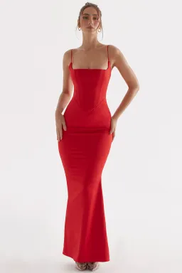 House Of CB Olivette Satin Corset Maxi Red Size M / Au 10 for rent on The Volte - image 1