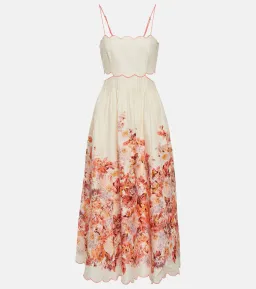 Zimmermann Devi Scallop Midi Dress in Cream Floral Size 1/ Au 10 for rent on The Volte - image 3