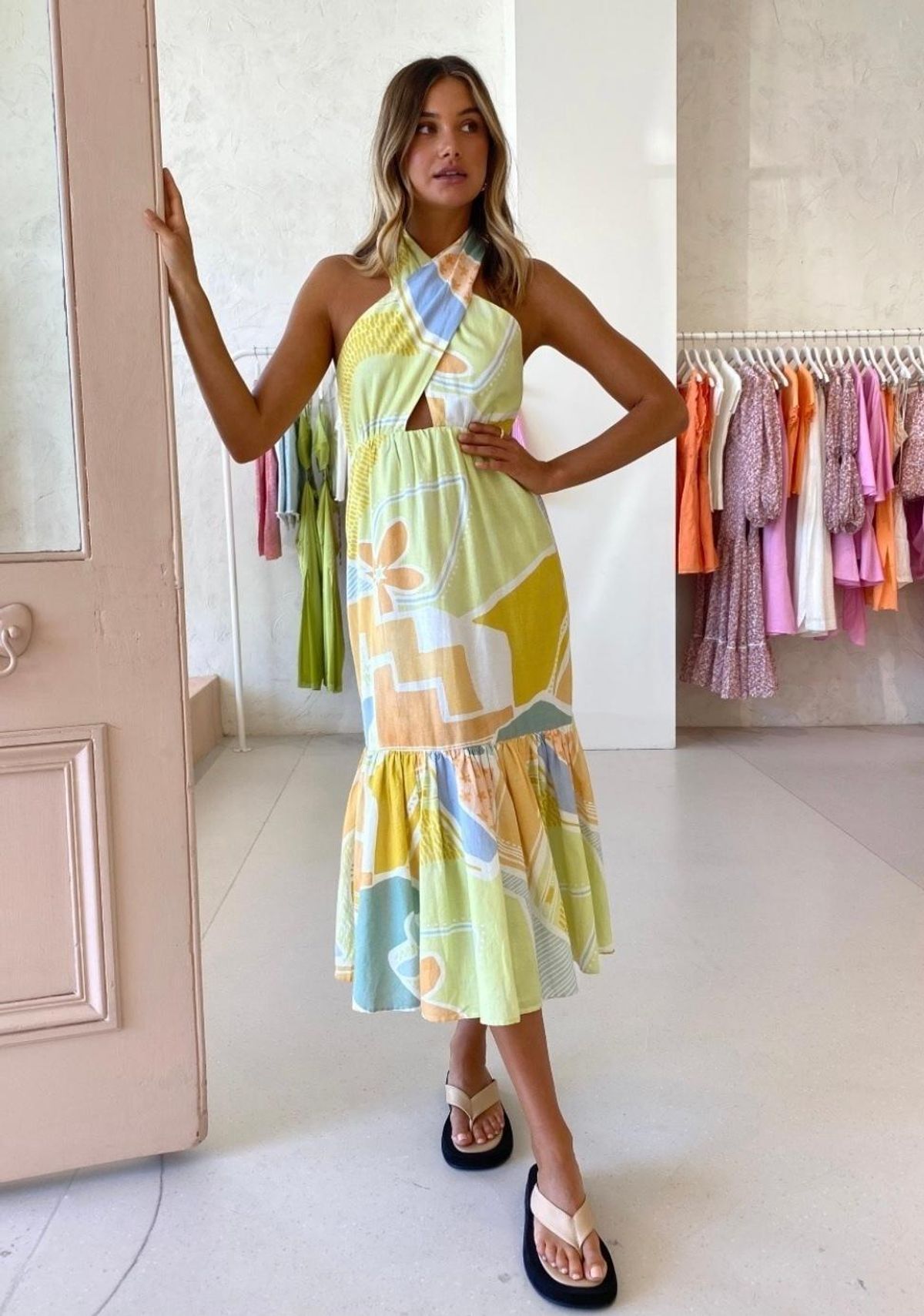 STEELE SIA DRESS IN SUNSET CABANA for rent on The Volte - main image