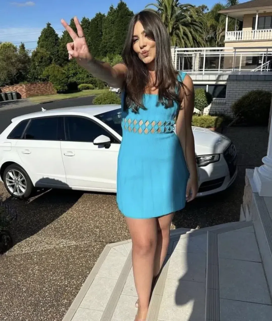 Aje Ney Diamond Cut Out Dress Blue Size XS/Au 6 for rent on The Volte - main image