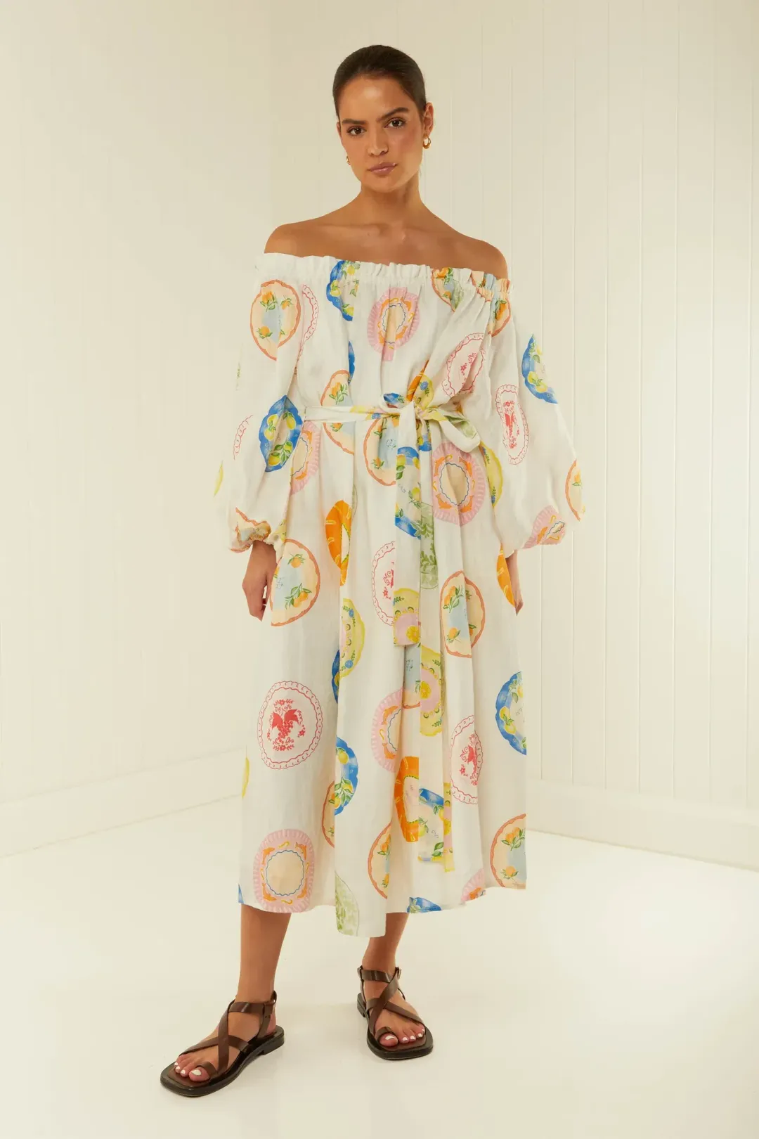 Palm Noose Sicily Dress Multi Print One Size for rent on The Volte - main image