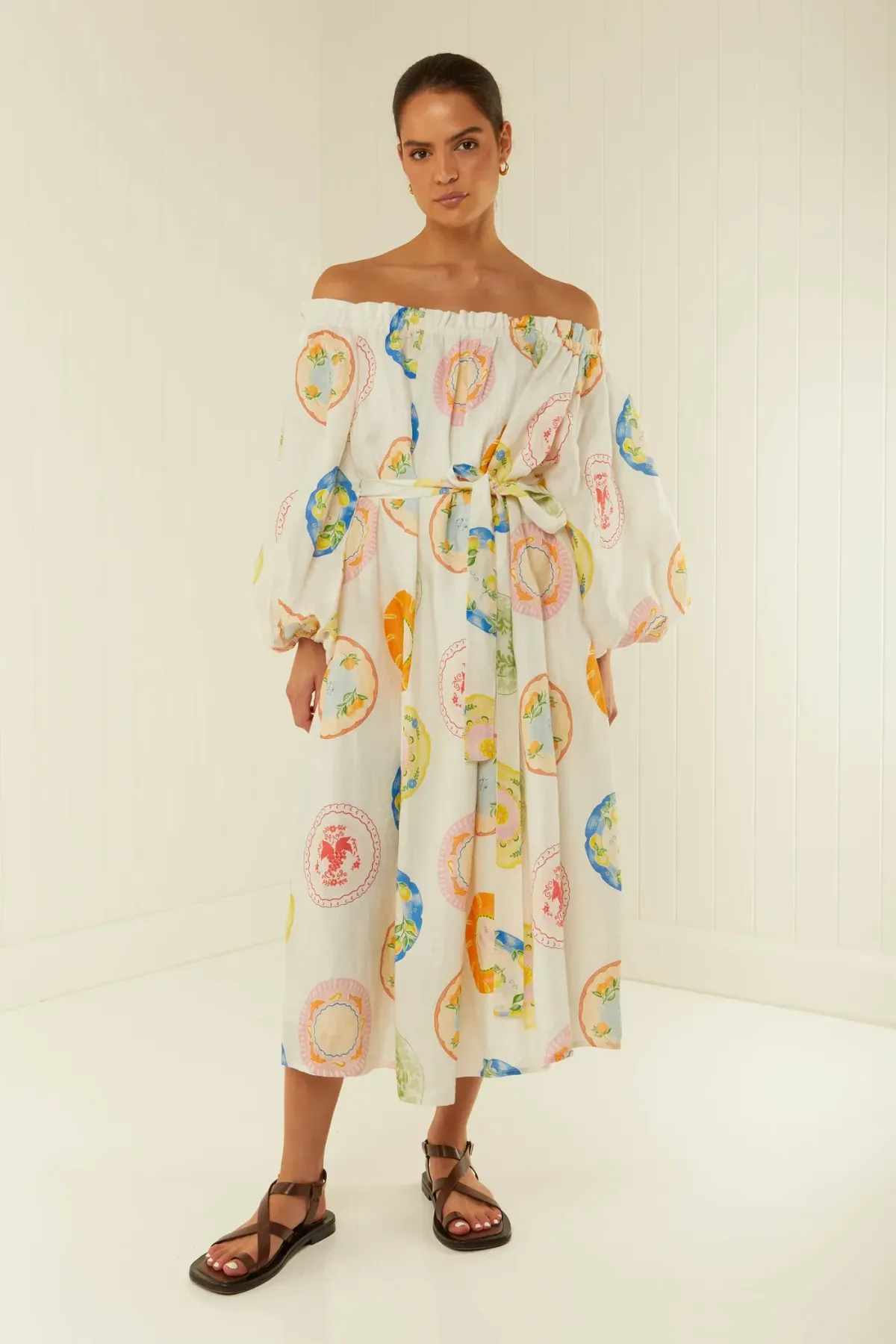 Palm Noose Sicily Dress Multi Print One Size for rent on The Volte - main image