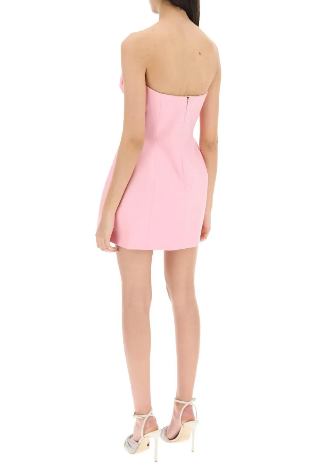 Magda Butrym Pink Mini Dress Rose Appliqué Cutout Wool Pink Size 10 for rent on The Volte - main image