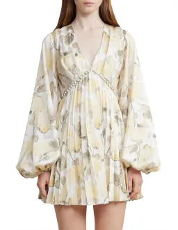 Acler Faris Pleated Floral Satin Mini Dress Print Size S/Au 8  for rent on The Volte - image 2