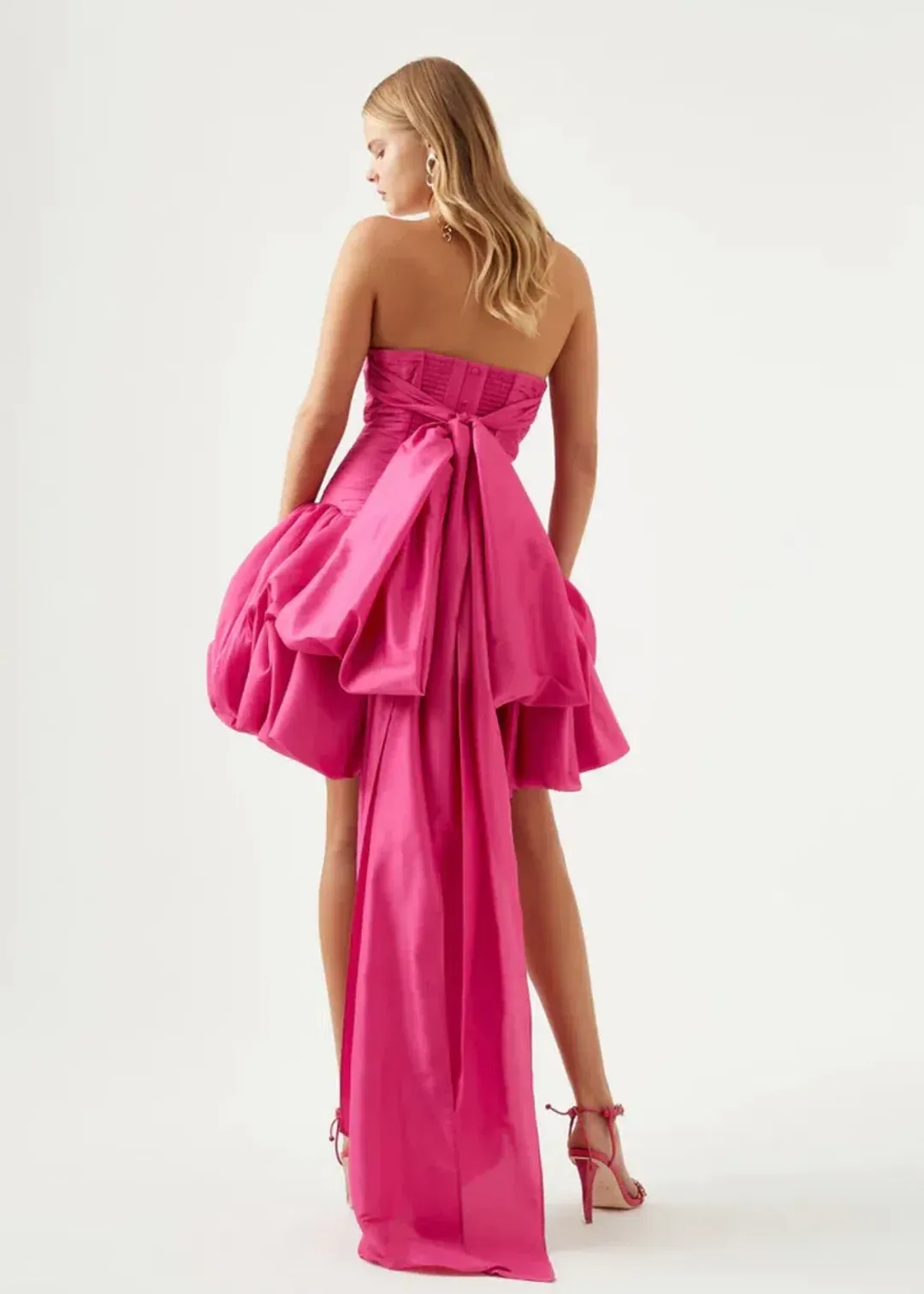 Aje Piacere Bubble Hem Mini Dress Fuschia Size 8 for rent on The Volte - main image