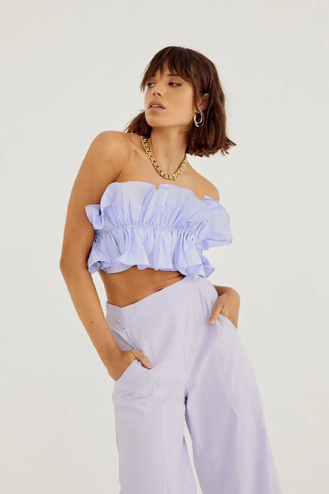 Sovere Studio Rapture Bodice and Pant Set Pale Peri Set Size 10  for rent on The Volte - main image
