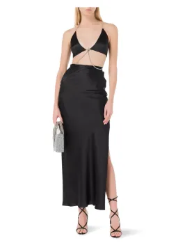 Michael Lo Sordo Nomi Crystalline Wrap Halter Dress in Black Size 6 for rent on The Volte - image 2