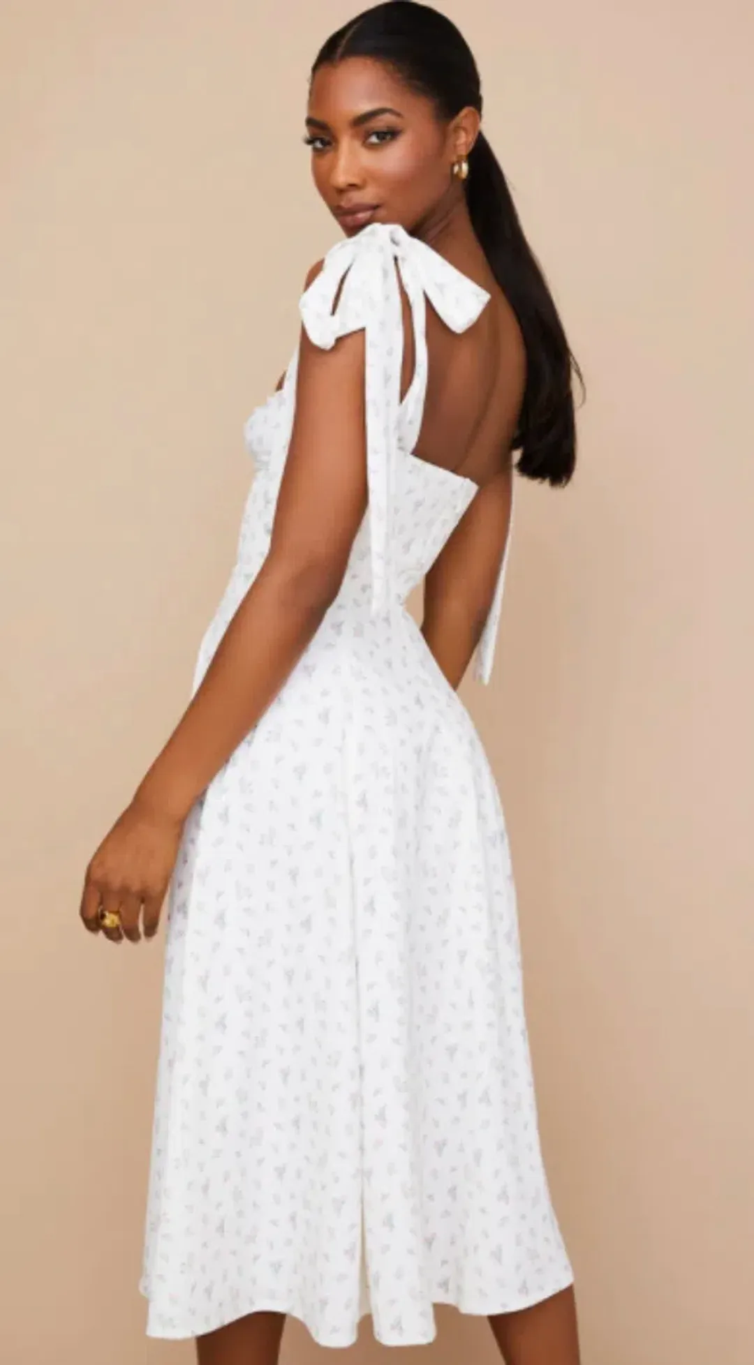 House of CB Alicia Midi Sundress White Floral Size S / AU 8 for rent on The Volte - main image