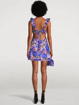 Zimmermann  High Tide Frill Mini Dress Purple Ikat Size 3 / AU 14 for rent on The Volte - image 4