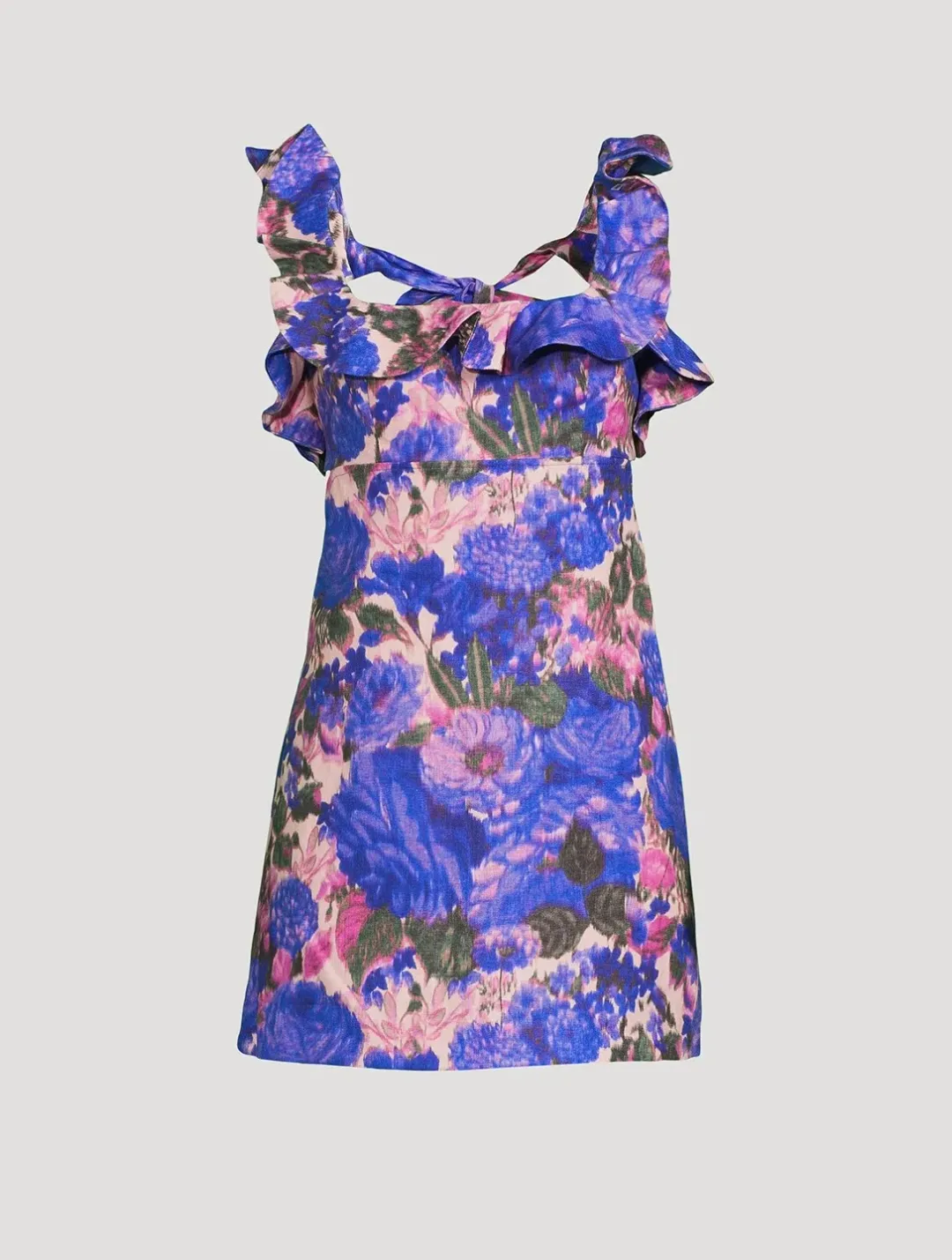 Zimmermann  High Tide Frill Mini Dress Purple Ikat Size 3 / AU 14 for rent on The Volte - main image