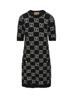 Gucci GG Jacquard Cotton-blend Minidress Dress Black Size  Xs/Au 8 for rent on The Volte - image 3