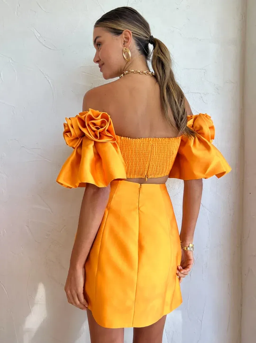 Alemais Macie Rosette Mini Dress Orange Size 10 for rent on The Volte - main image
