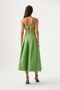 Aje Draped Twist Top & Paradiso Cinched Midi Skirt Set Fern Green Size 10 for rent on The Volte - image 3