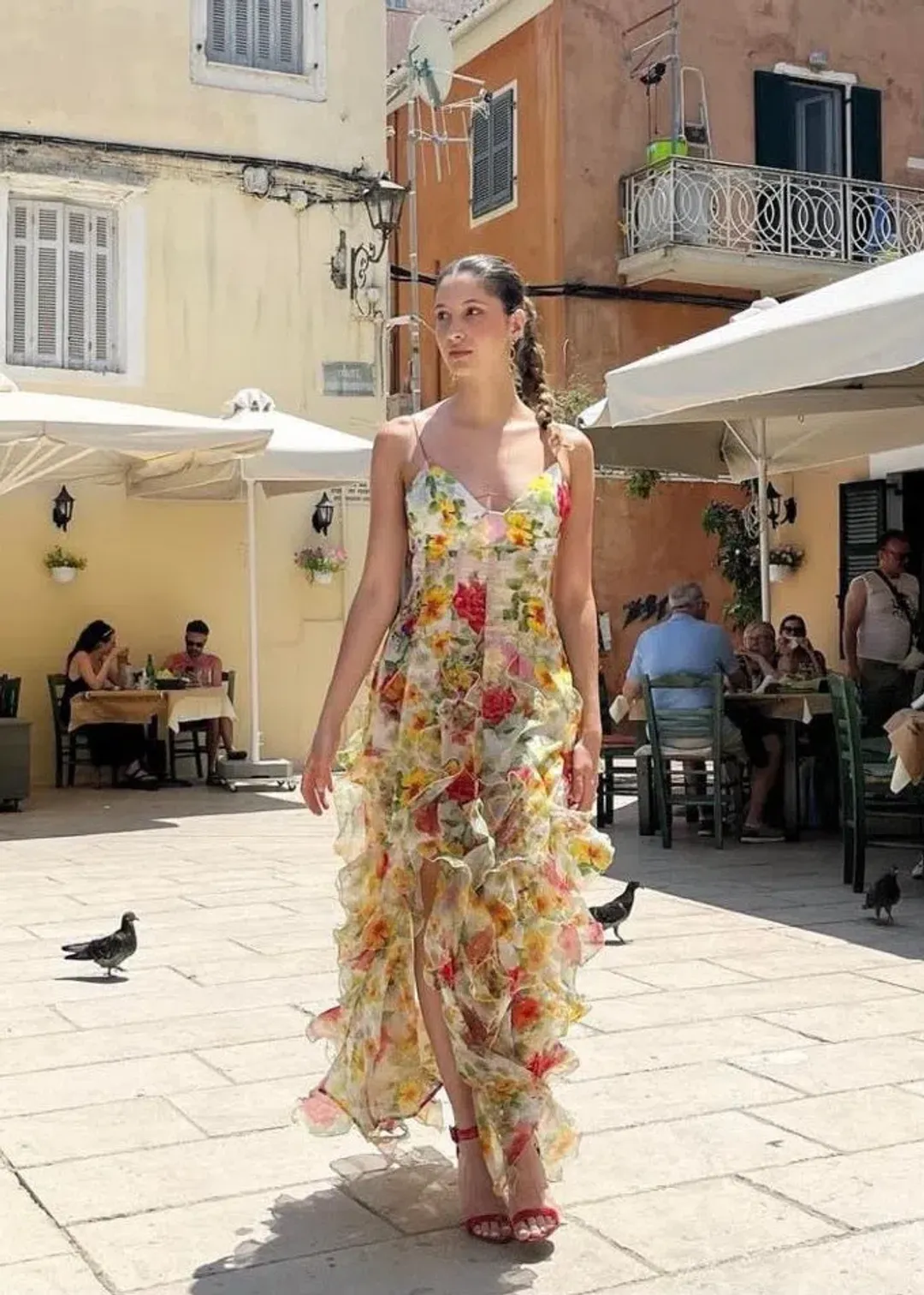 Menti Baroque Flower Maxi Dress Multi Size 6 for rent on The Volte - main image