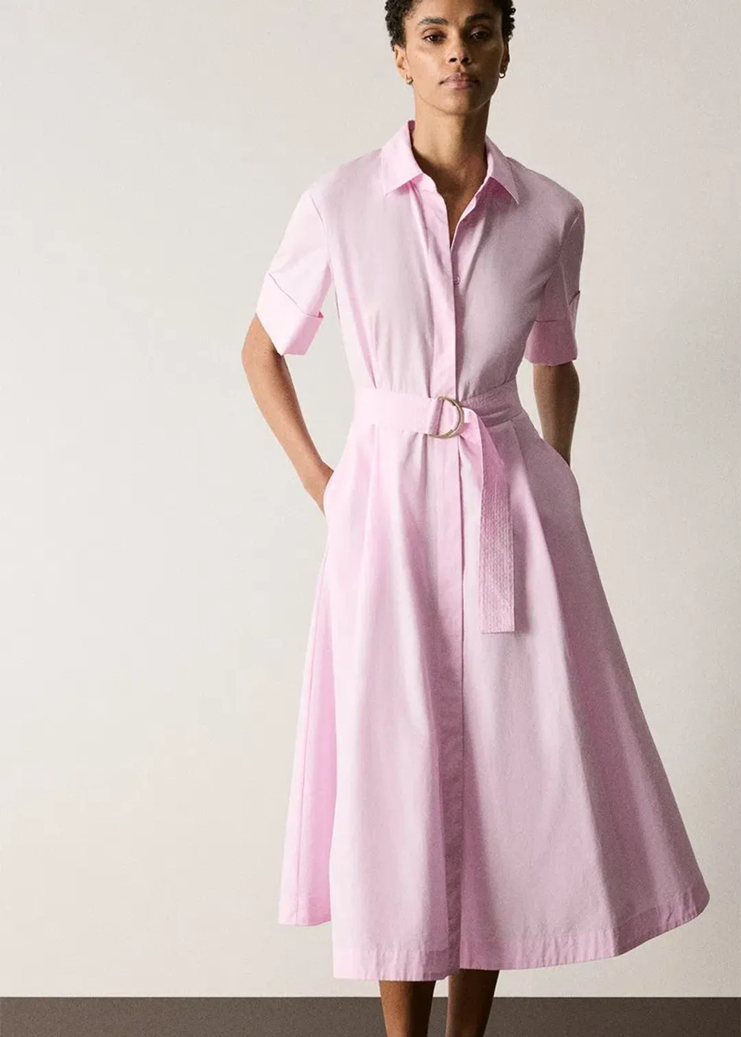 Trenery Cotton Poplin Shirt Dress Carnation Pink Size 8 for rent on The Volte - main image