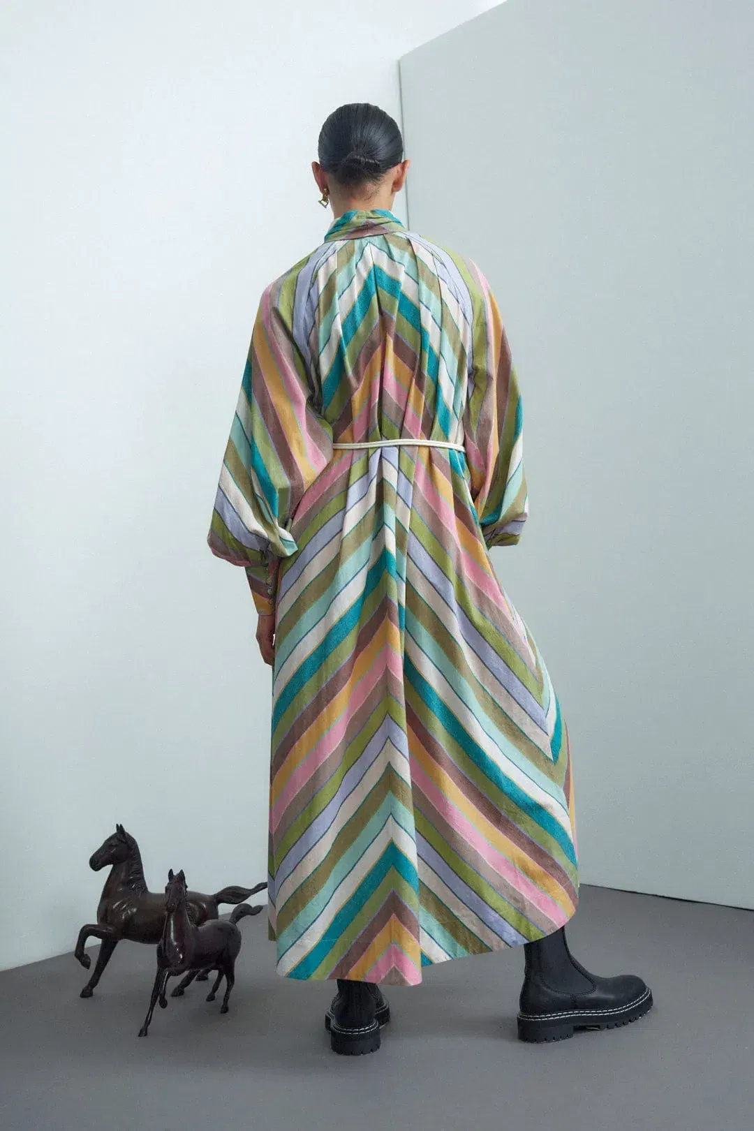 Alemais Lillian Midi Dress Multi Stripe Size 14  for rent on The Volte - main image