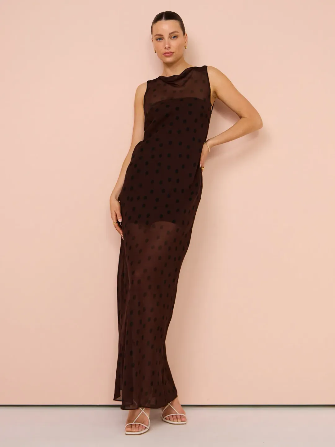 Bec & Bridge Turner Boatneck Maxi Dress Chocolate Size 10 for rent on The Volte - main image