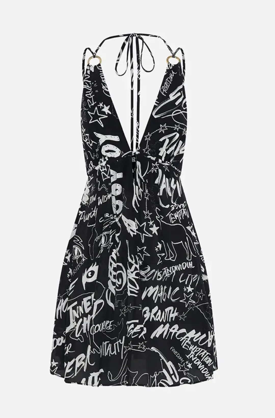 Camilla Spirit Scribble Short Flared Dress With Hardware Size 10 for rent on The Volte - main image