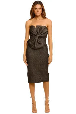 Elle Zeitoune Stella Strapless Midi Dress in Brown Size 10 for rent on The Volte - image 4