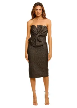 Elle Zeitoune Stella Strapless Midi Dress in Brown Size 10 for rent on The Volte - image 1