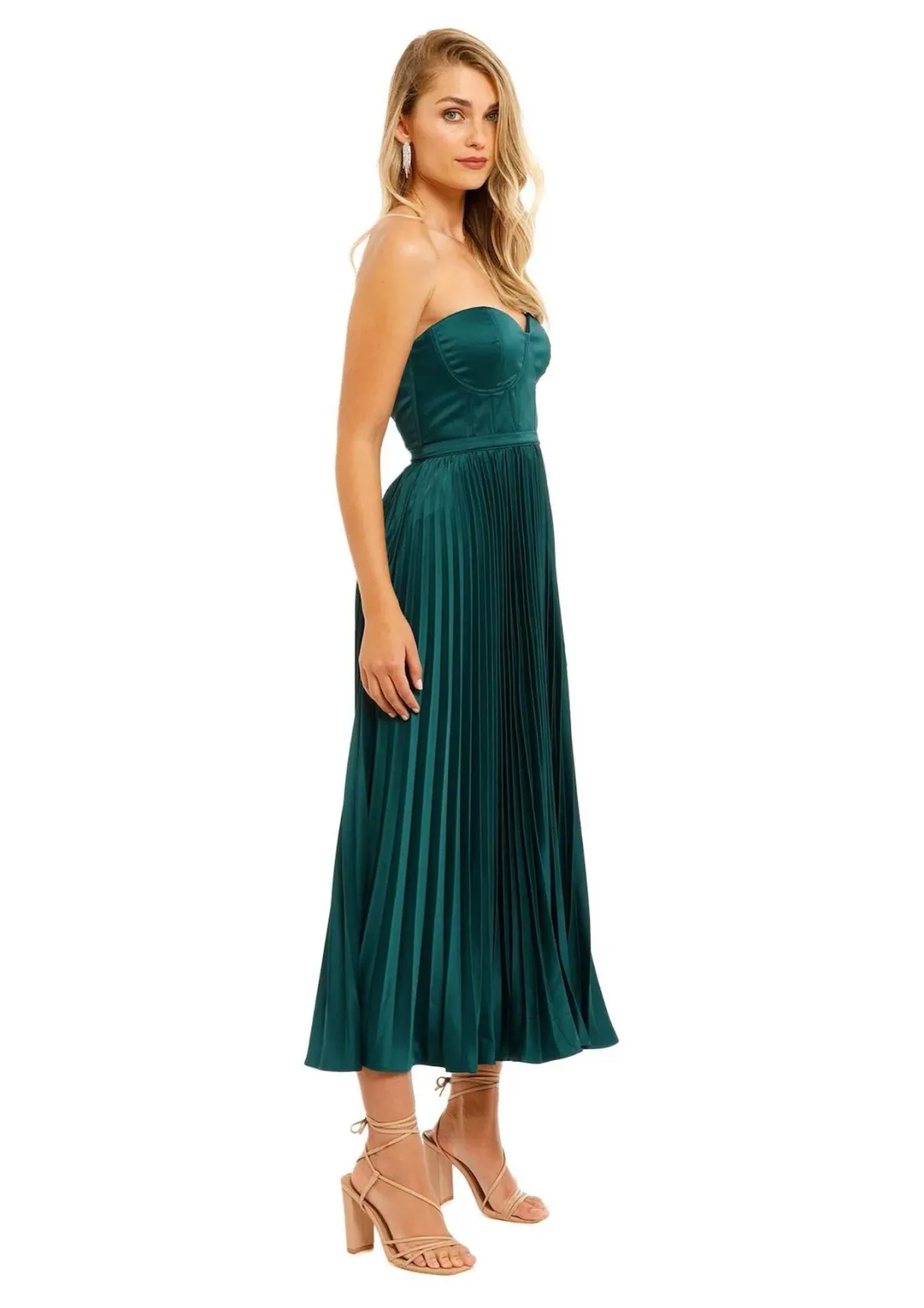 Elle Zeitoune Milan Midi Dress in Emerald Green Size 6 for rent on The Volte - main image