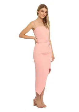 Elle Zeitoune Asymmetrical Split Midi Dress in Blush Pink Size 14 for rent on The Volte - image 1