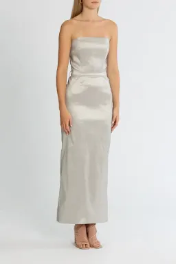Elle Zeitoune Fitted Strapless Dress in Silver Size 14 for rent on The Volte - image 1