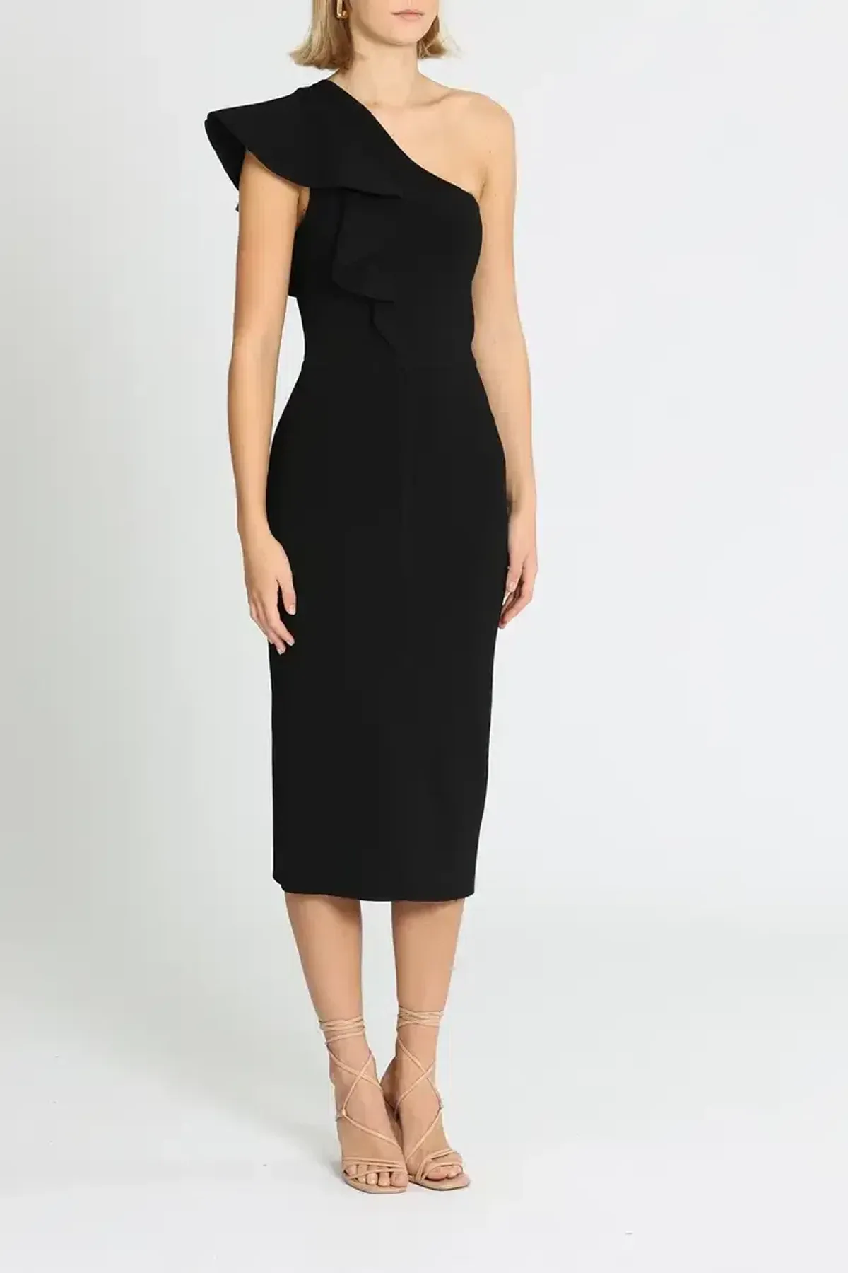 Ginger and Smart Anchor One Shoulder Dress in Black Size 8 for rent on The Volte - main image
