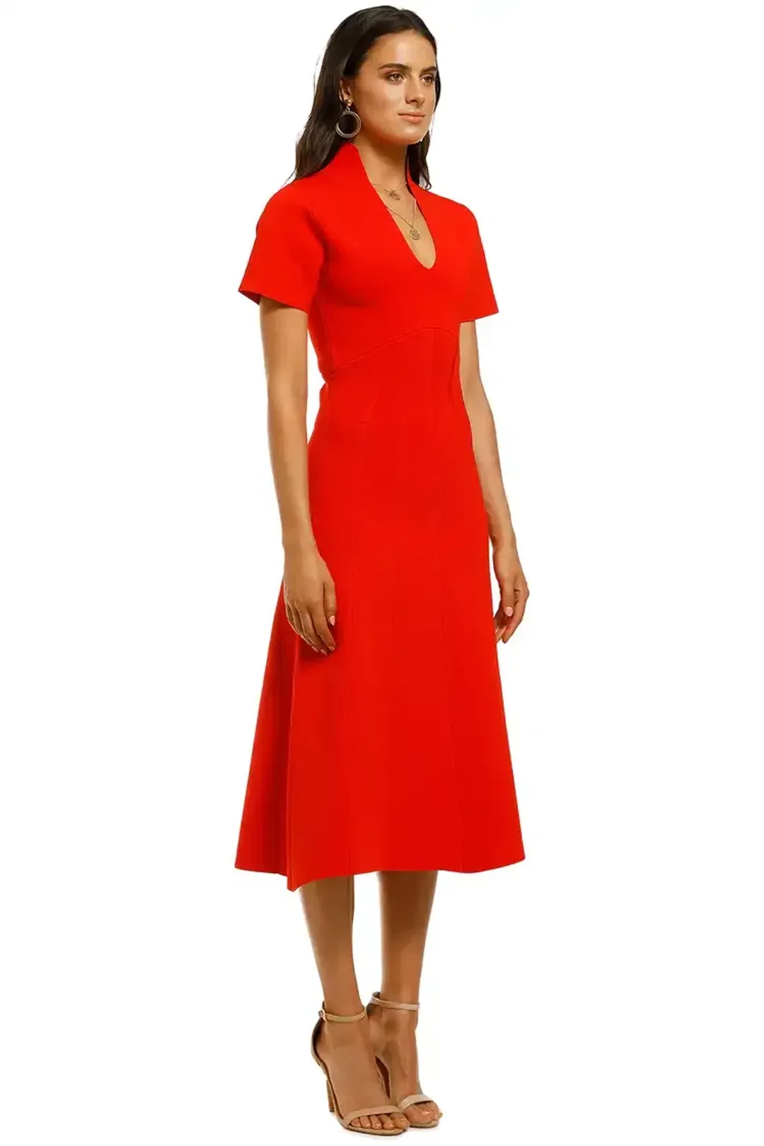 Ginger and Smart Valour Knit Midi Dress in Geranium Red Size 10 for rent on The Volte - main image